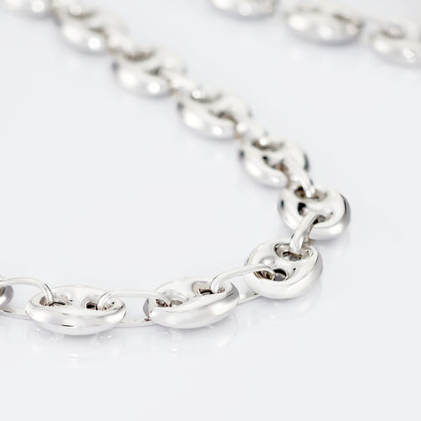 Collier Argent Massif Maille Grain De Café - Occasion - Bijou Vintage