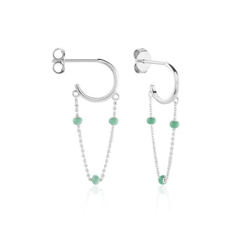 Créoles Polka Argent Blanc - Boucles d'oreilles créoles Femme | Histoire d’Or