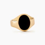 Chevali&egrave;re Filipp Ovale Or Jaune Onyx - Bagues solitaires Homme | Histoire d&rsquo;Or