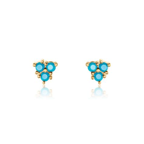 Boucles D'oreilles Puces Istoria Plaqué Or Jaune Pierre D'imitation - Boucles d'oreilles fantaisie Femme | Histoire d’Or