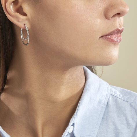 Créoles Argent Blanc Marjorie - Boucles d'oreilles créoles Femme | Histoire d’Or