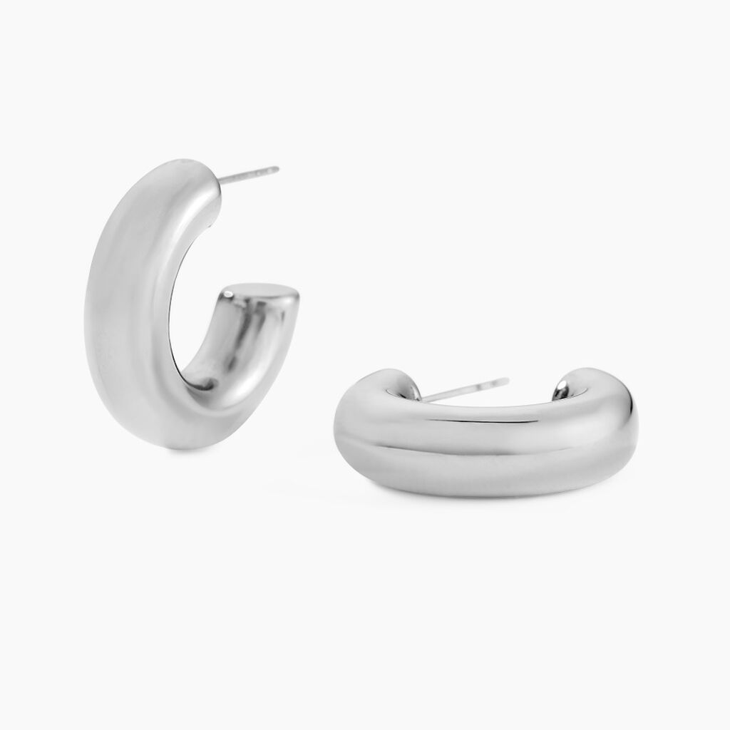 Créoles Cassis Acier Blanc - Boucles d'oreilles créoles Femme | Histoire d’Or