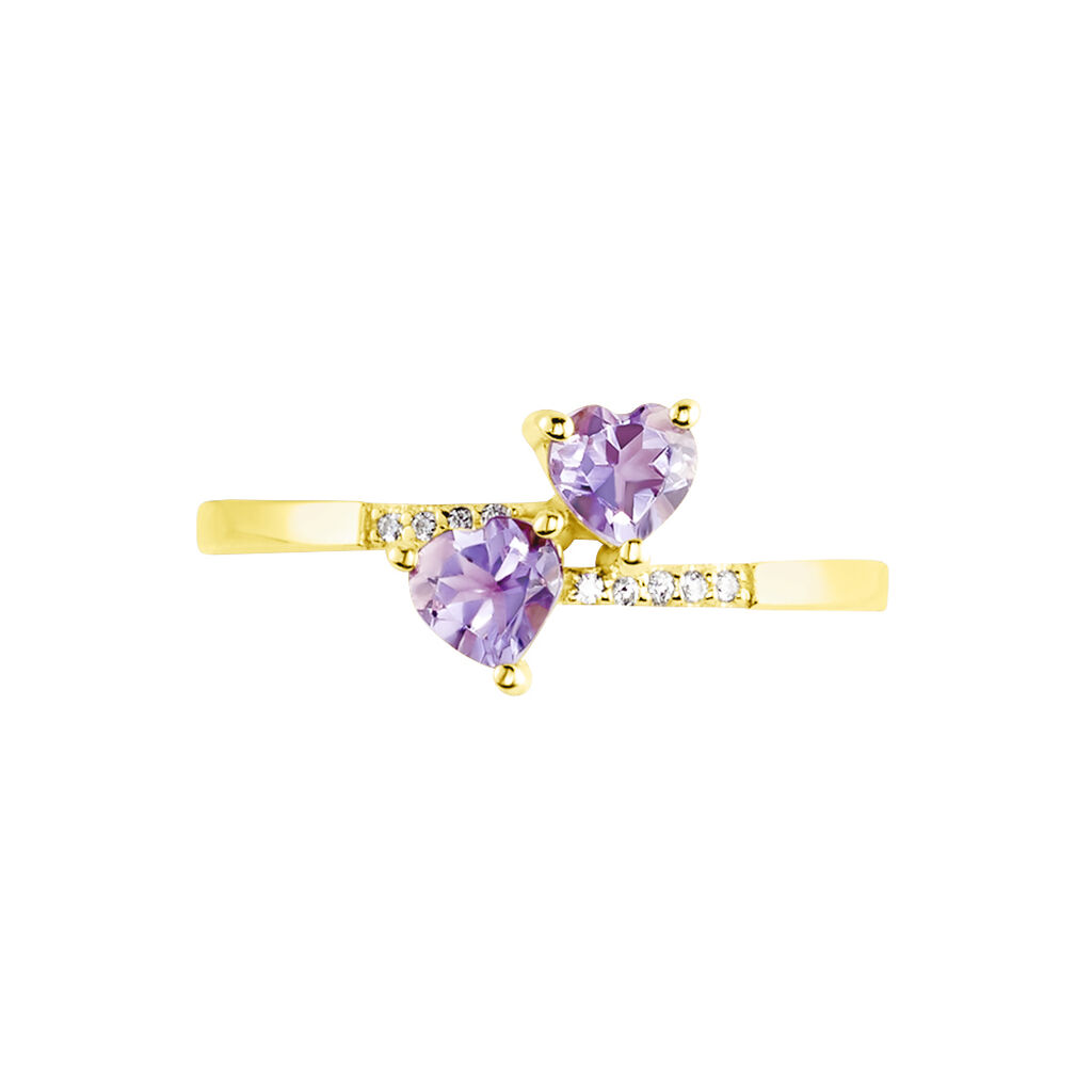 Bague Myrtie Or Jaune Amethyste Violet Oxyde De Zirconium - Bagues avec pierre Femme | Histoire d’Or
