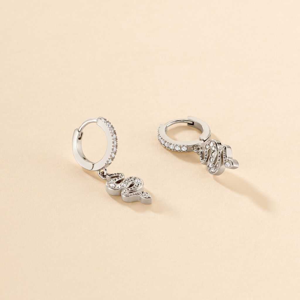 Créoles Ysee Argent Blanc Oxyde De Zirconium - Boucles d'oreilles créoles Femme | Histoire d’Or