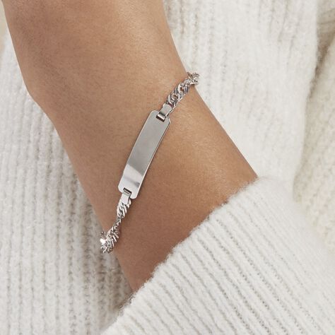 Bracelet Identité Argent Blanc Arvo - Gourmettes Famille | Histoire d’Or