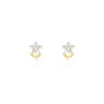 Boucles D'oreilles Puces Jabin Fleur Or Jaune Oxyde De Zirconium - Clous d'oreilles Famille | Histoire d&rsquo;Or