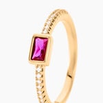 Bague Plaqu&eacute; Or Jaune Calvina Pierre Synth&eacute;tique - Bagues solitaires Femme | Histoire d&rsquo;Or