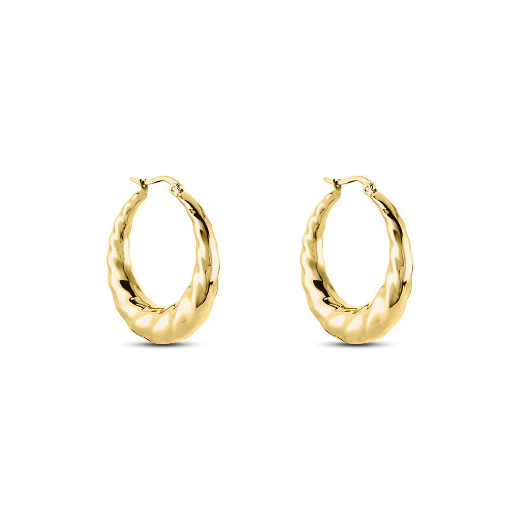 Créoles Acier Doré Ibbie - Boucles d'oreilles créoles Femme | Histoire d’Or