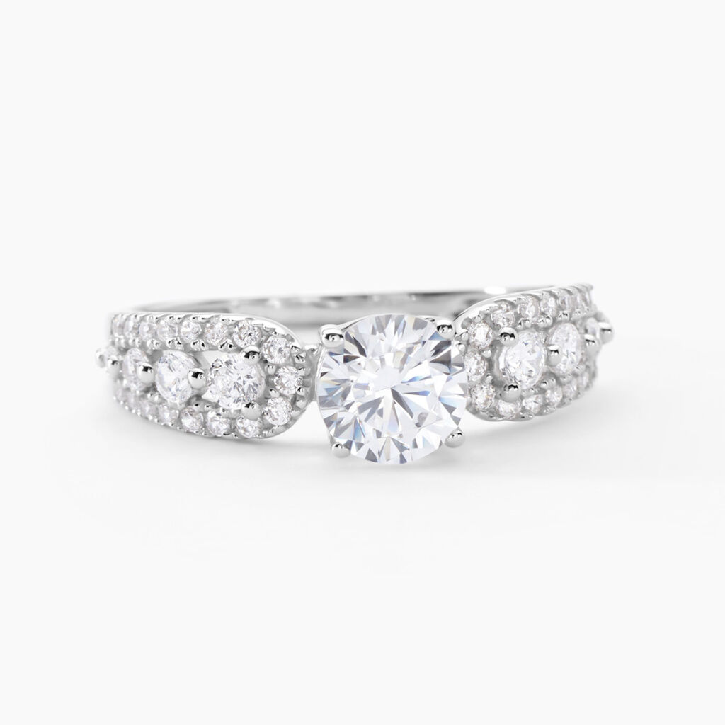 Bague Solitaire Sarah Or Blanc Oxyde De Zirconium - Bagues solitaires Femme | Histoire d&rsquo;Or