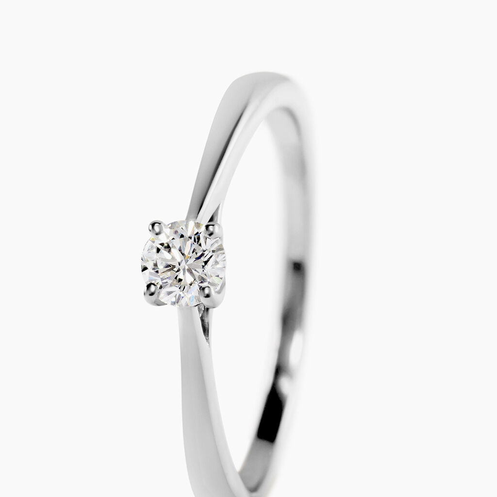 Bague Solitaire Or Blanc Fiona Diamant Synth&eacute;tique - Bagues solitaires Femme | Histoire d&rsquo;Or