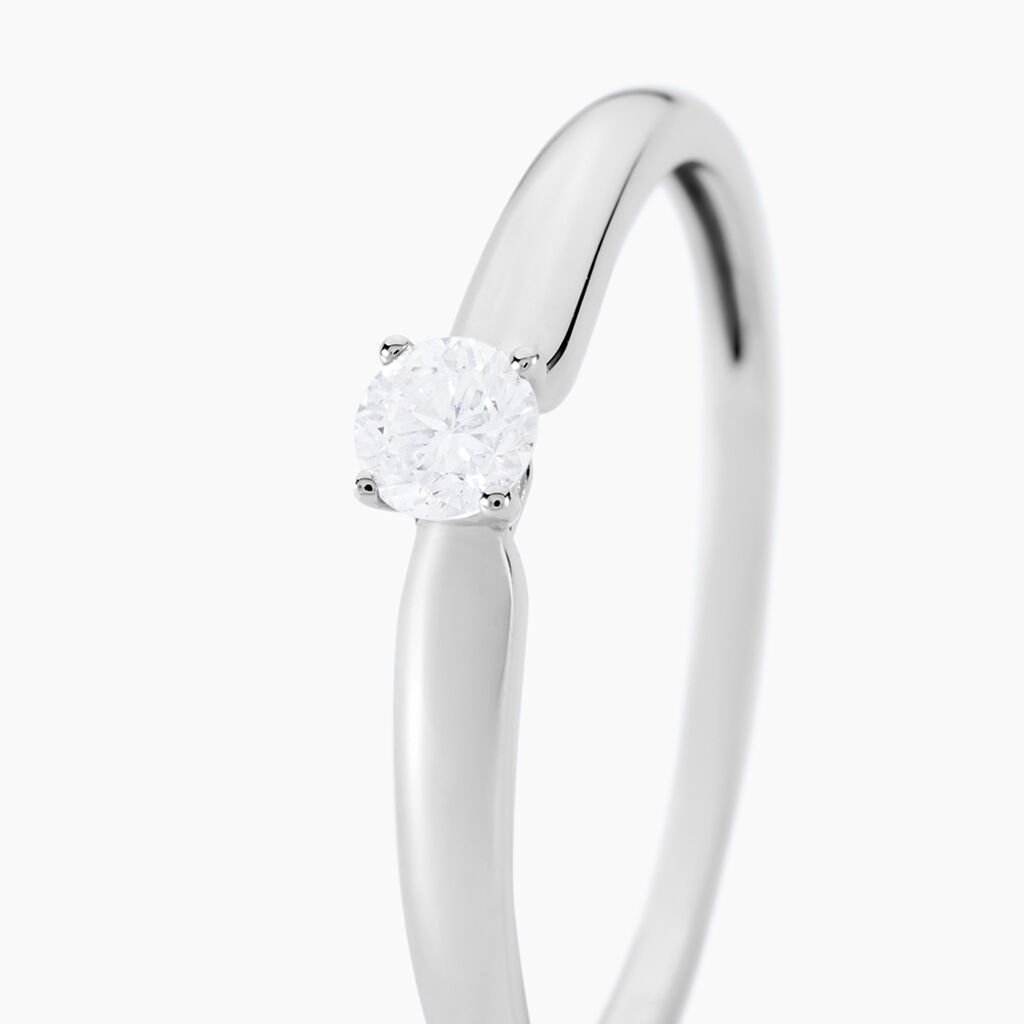 Bague Solitaire Flora Or Blanc Diamant - Bagues solitaires Femme | Histoire d&rsquo;Or