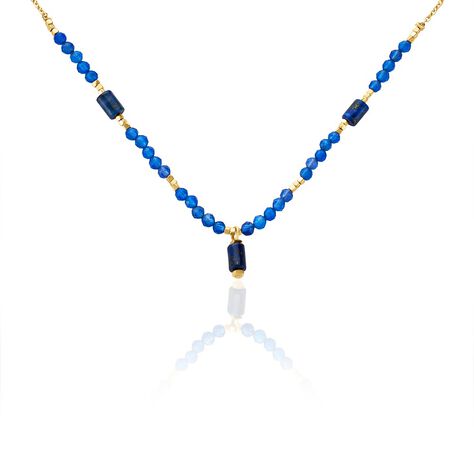 Collier Attila Acier Doré Lapis Lazuli Agate - Colliers fantaisie Femme | Histoire d’Or