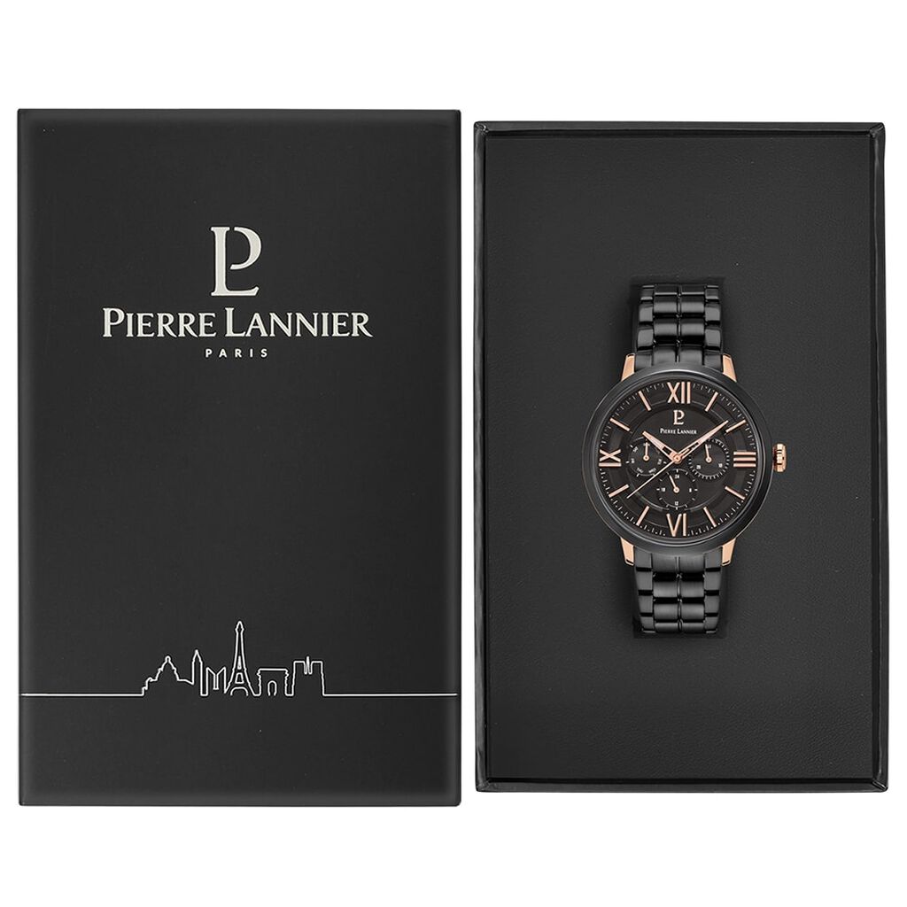 Montre Pierre Lannier Collection Beaucour Noir - Montres Homme | Histoire d&rsquo;Or