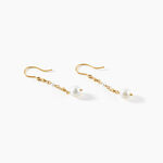 Boucles D'Oreilles Pendantes Bindy Argent Dor&eacute; A L'Or 750/1000 Perle De Culture - Boucles d'oreilles pendantes  | Histoire d&rsquo;Or