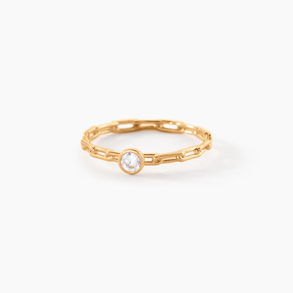 Bague Grady Plaqu&eacute; Or Jaune Oxyde De Zirconium - Bagues solitaires Femme | Histoire d&rsquo;Or