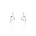 Boucles D'oreilles Puces Romance Or Blanc Oxyde De Zirconium - Boucles d'Oreilles Coeur Femme | Histoire d’Or