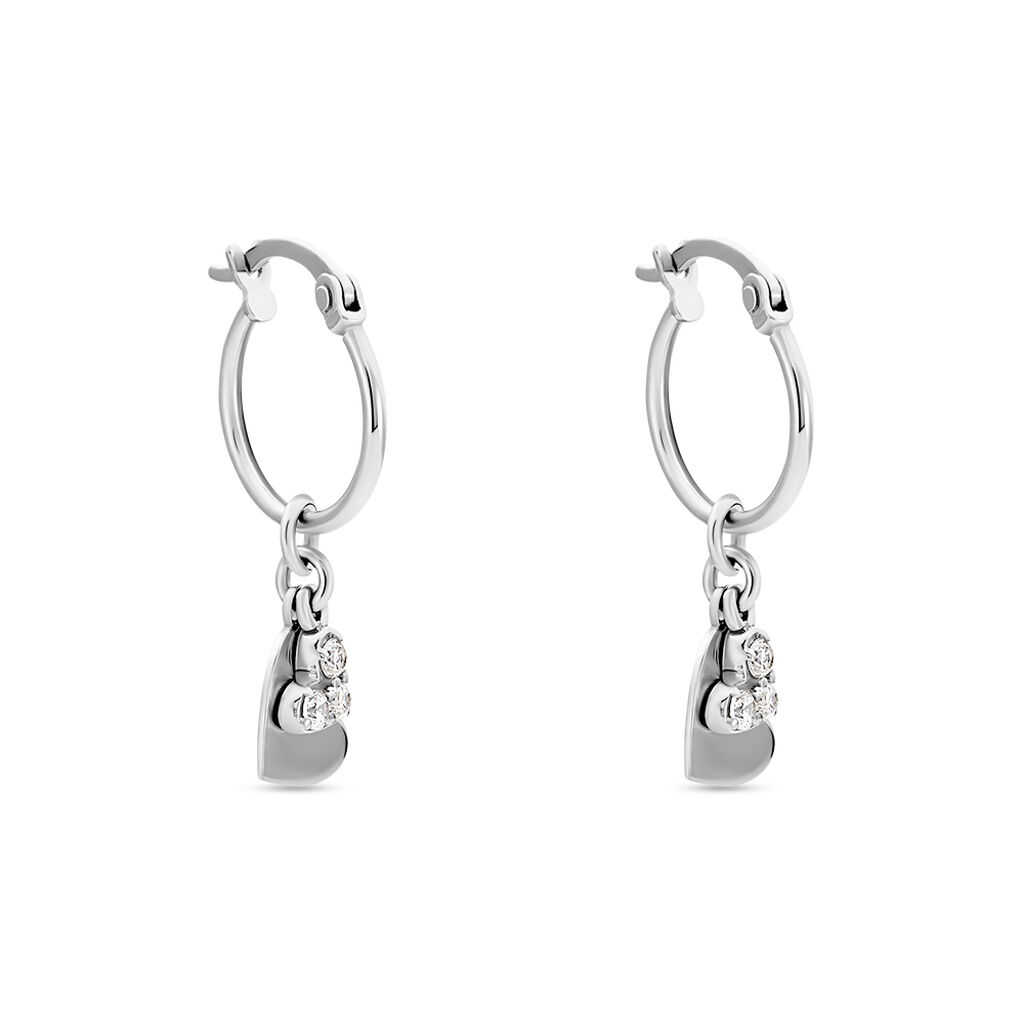 Cr&eacute;oles Salli Argent Blanc Oxyde De Zirconium - Boucles d'oreilles cr&eacute;oles Femme | Histoire d&rsquo;Or