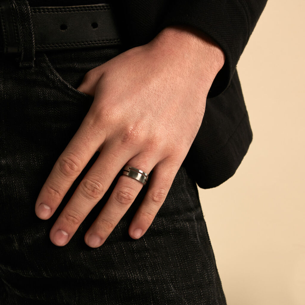 Bague Line Acier Blanc - Bagues fantaisie Homme | Histoire d&rsquo;Or