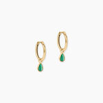 Cr&eacute;oles Ondee Argent Dor&eacute; A L'Or 750/1000 Malachite - Boucles d'oreilles cr&eacute;oles Femme | Histoire d&rsquo;Or