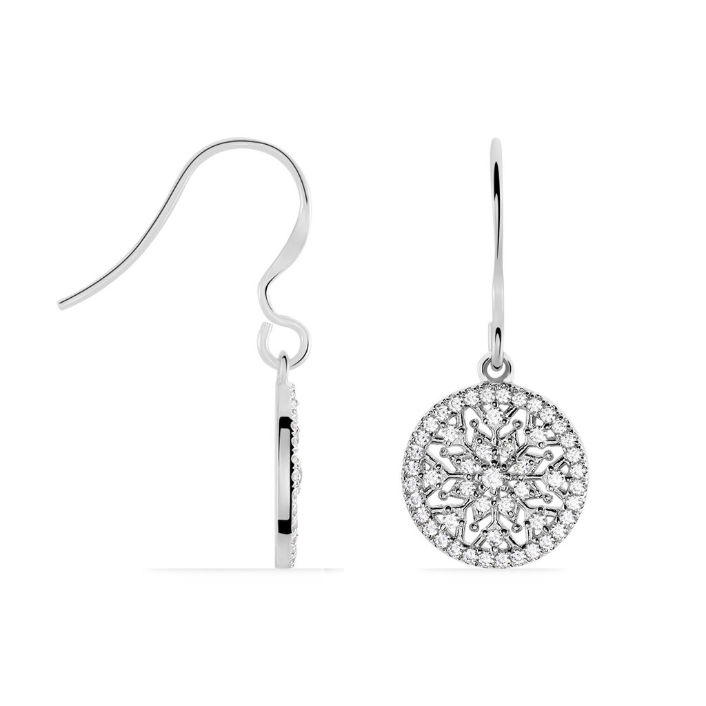 Boucles D'oreilles Pendantes Brunilda Argent Blanc Oxyde De Zirconium - Boucles d'oreilles fantaisie Femme | Histoire d&rsquo;Or