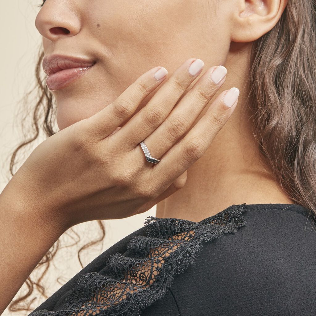 Bague Aile De Mouette Or Blanc Diamant - Bagues avec pierre Femme | Histoire d’Or
