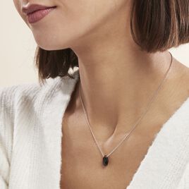 Collier Alvena Argent Blanc Rhodié Agate Noir - Colliers fantaisie Femme | Histoire d’Or