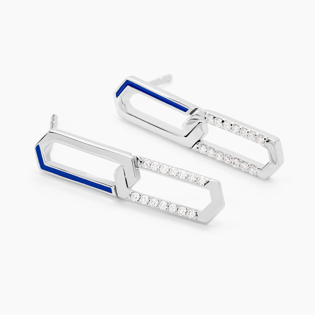 Boucles D'oreilles Pendantes Infini Pop Argent Blanc Oxyde Zirconium - Boucles d'oreilles fantaisie Femme | Histoire d’Or