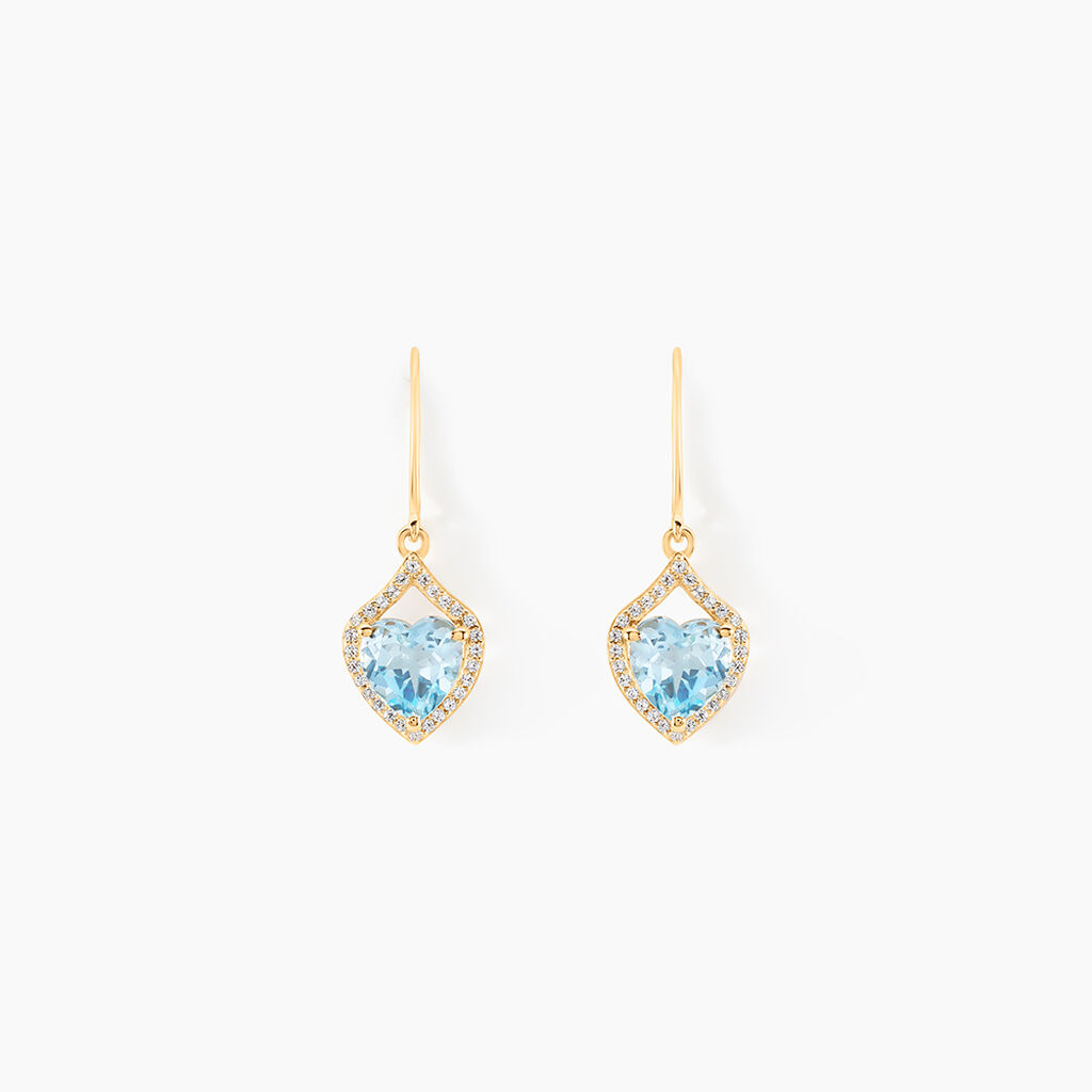 Boucles D'oreilles Pendantes Rosaline Or Jaune Topaze Et Oxyde - Boucles d'oreilles pendantes Femme | Histoire d’Or