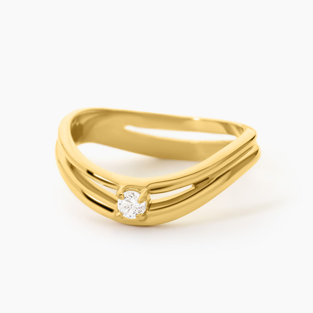 Bague Tillie Acier Jaune Oxyde De Zirconium - Bagues solitaires Femme | Histoire d&rsquo;Or