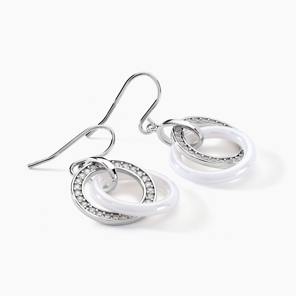 Boucles D'oreilles Pendantes Grizzel Argent Blanc Oxyde De Zirconium - Boucles d'oreilles pendantes Femme | Histoire d&rsquo;Or