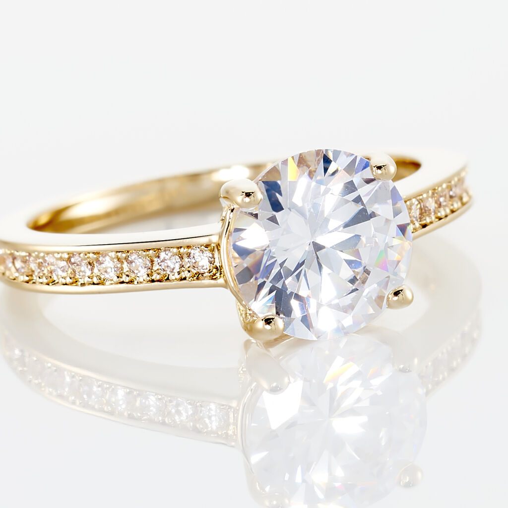 Bague Solitaire Zoura Plaqu&eacute; Or Jaune Oxyde De Zirconium - Bagues solitaires Femme | Histoire d&rsquo;Or