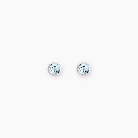 Boucles D'oreilles Puces Edy Serti Clos Or Blanc Topaze - Clous d'oreilles Femme | Histoire d&rsquo;Or