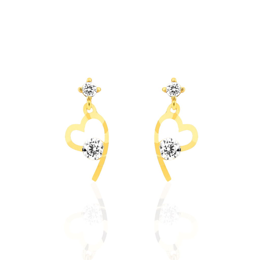 Boucles D'oreilles Pendantes Romance Or Jaune Oxyde De Zirconium - Boucles d'oreilles pendantes Femme | Histoire d’Or