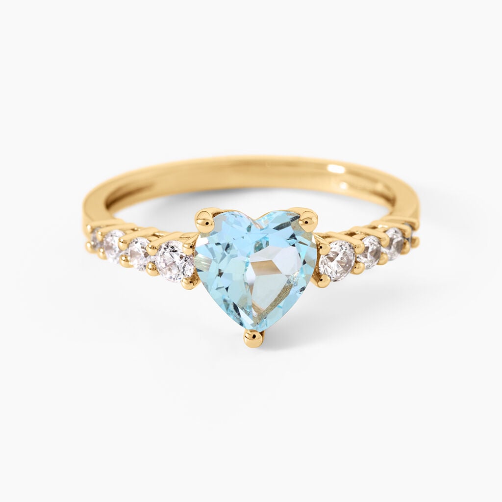 Bague Fany Argent Dor&eacute; A L'Or 750/1000 Topaze Oxyde De Zirconium - Bagues solitaires Femme | Histoire d&rsquo;Or