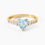 Bague Fany Argent Dor&eacute; A L'Or 750/1000 Topaze Oxyde De Zirconium - Bagues solitaires Femme | Histoire d&rsquo;Or