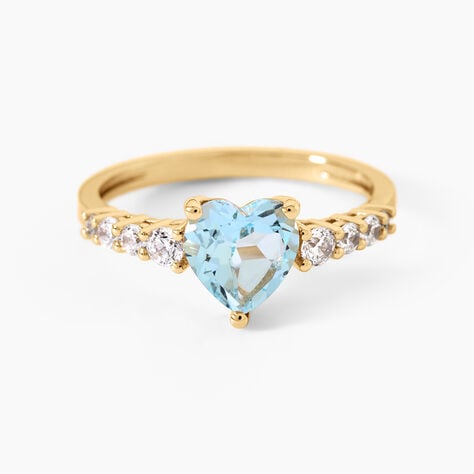 Bague Fany Argent Dor&eacute; A L'Or 750/1000 Topaze Oxyde De Zirconium - Bagues solitaires Femme | Histoire d&rsquo;Or