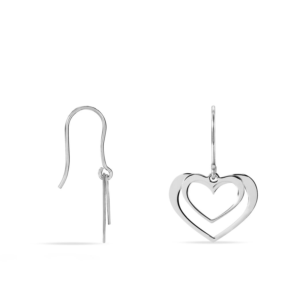 Boucles D'oreilles Pendantes Clarra Argent Blanc - Boucles d'Oreilles Coeur Femme | Histoire d’Or