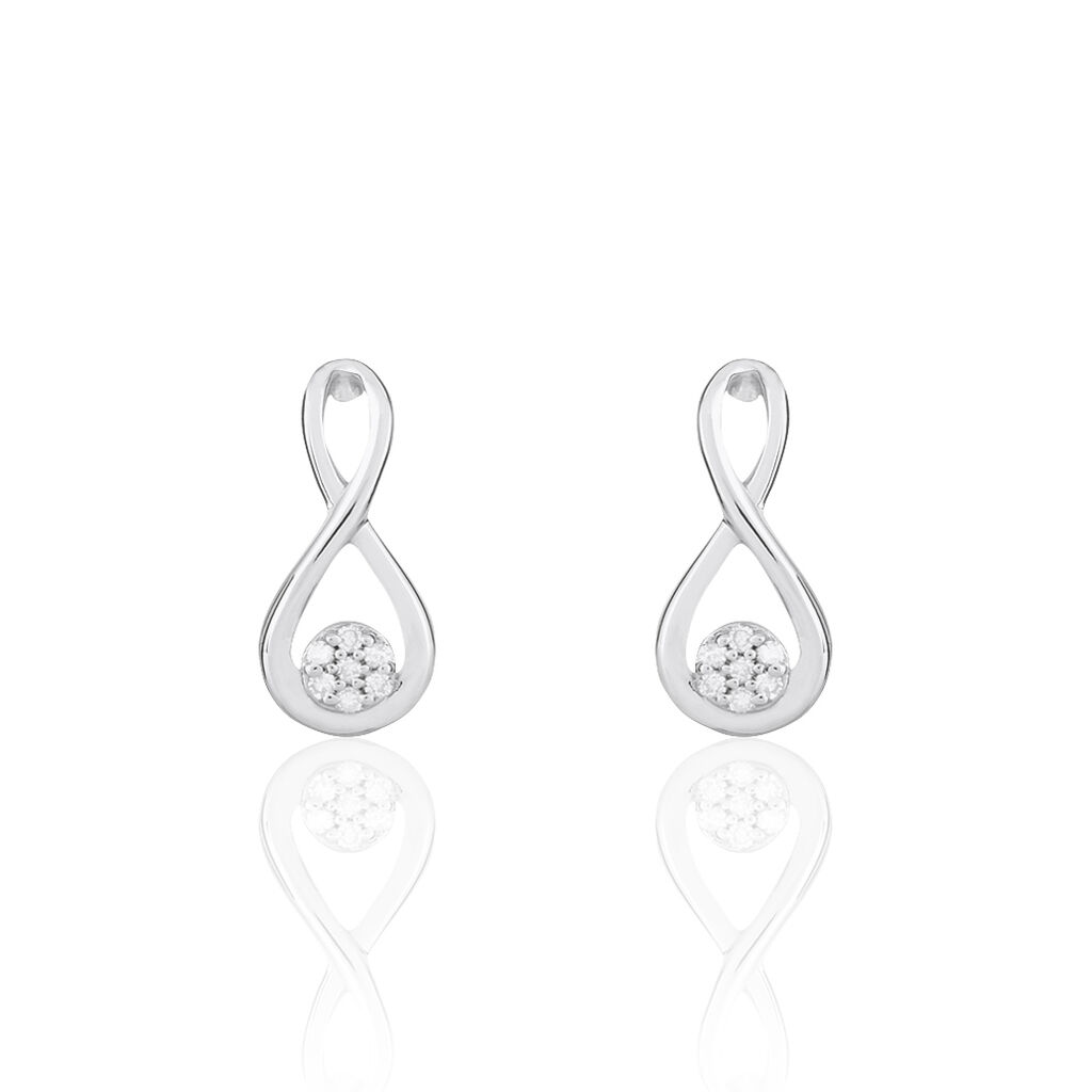 Boucles D'oreilles Puces Shaeen Or Blanc Diamant - Clous d'oreilles Femme | Histoire d’Or