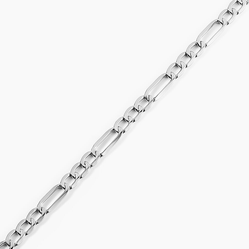Bracelet Or Blanc Maille Alternée 1/3 - Bracelets chaîne Femme | Histoire d’Or