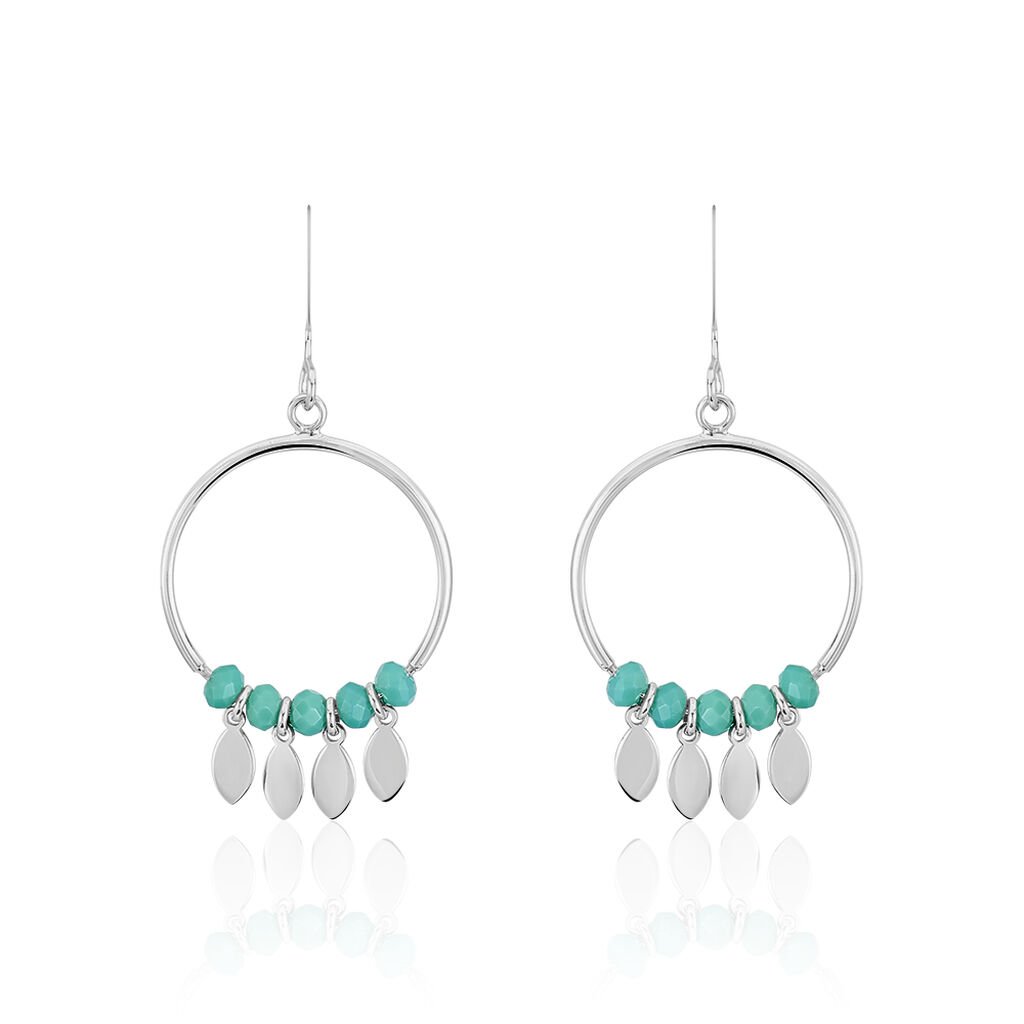 Boucles D'oreilles Pendantes Polyna Argent Blanc Pierre De Synthese - Boucles d'oreilles fantaisie Femme | Histoire d&rsquo;Or