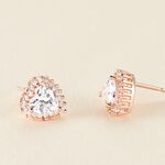 Boucles D'oreilles Puces Calvi Argent Rose Oxyde De Zirconium - Boucles d'oreilles fantaisie Femme | Histoire d&rsquo;Or