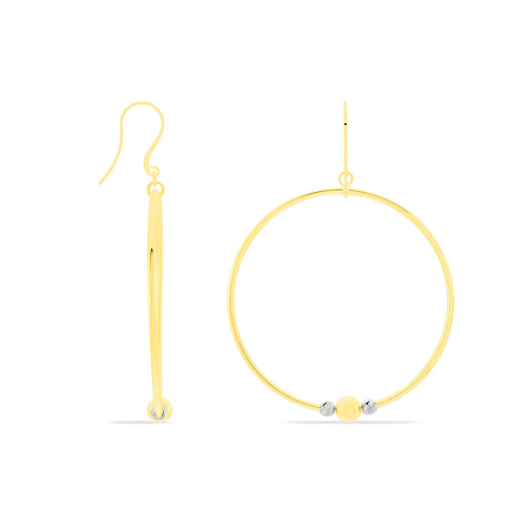 Cr&eacute;oles Rosa Billes Diamantees Or Jaune - Boucles d'oreilles cr&eacute;oles Femme | Histoire d&rsquo;Or