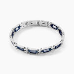Bracelet Jourdan Wild Acier Blanc Et Bleu - Bracelets cha&icirc;ne Homme | Histoire d&rsquo;Or