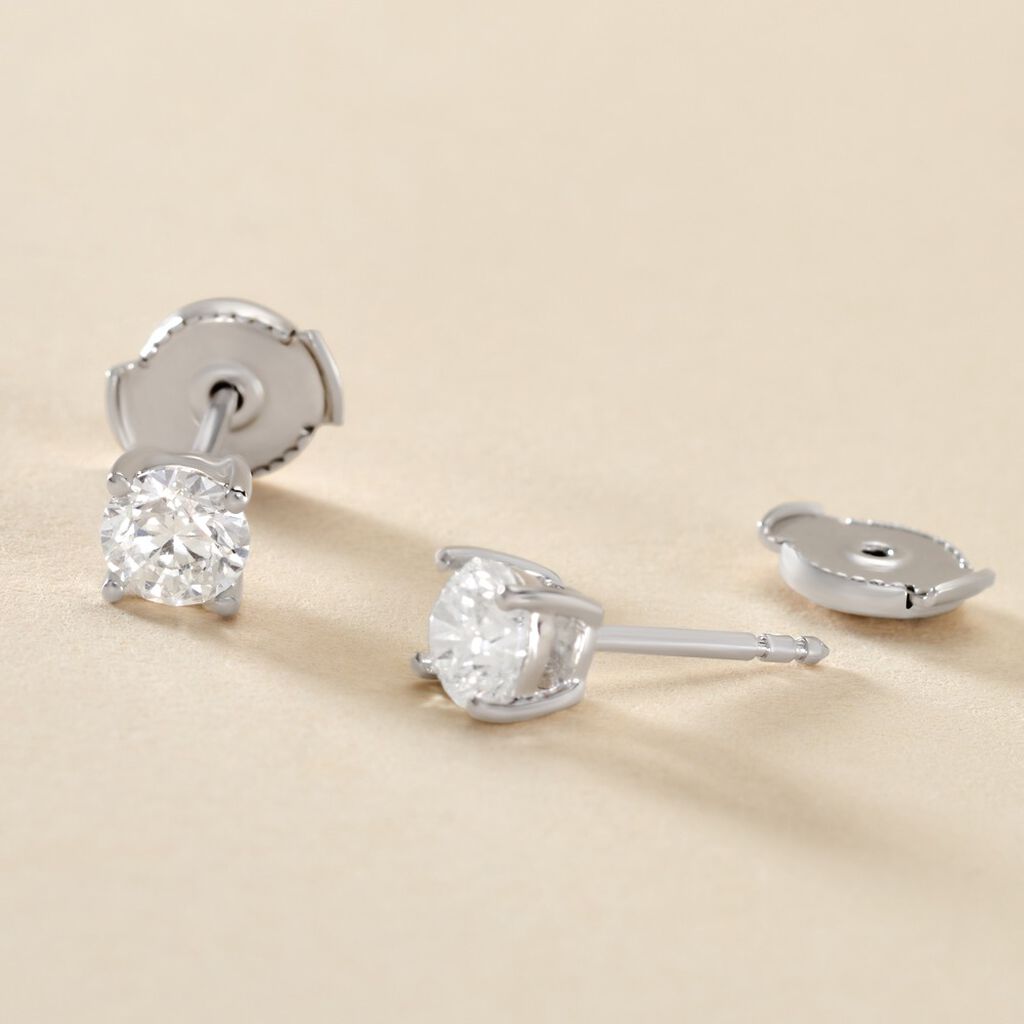 Boucles D'oreilles Puces One Or Blanc Diamants - Clous d'oreilles Homme | Histoire d&rsquo;Or