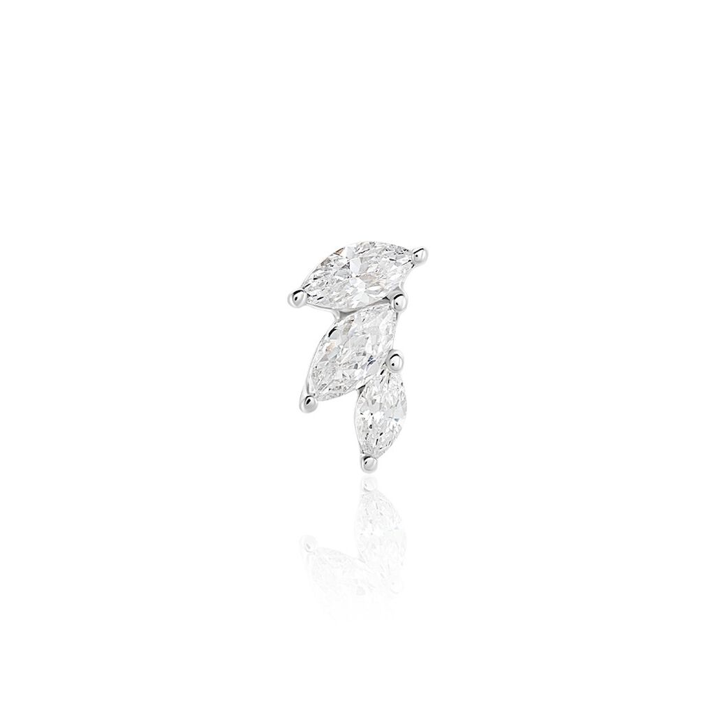 Piercing D’oreille Unitaire Fox Argent Rhodié Oxyde De Zirconium