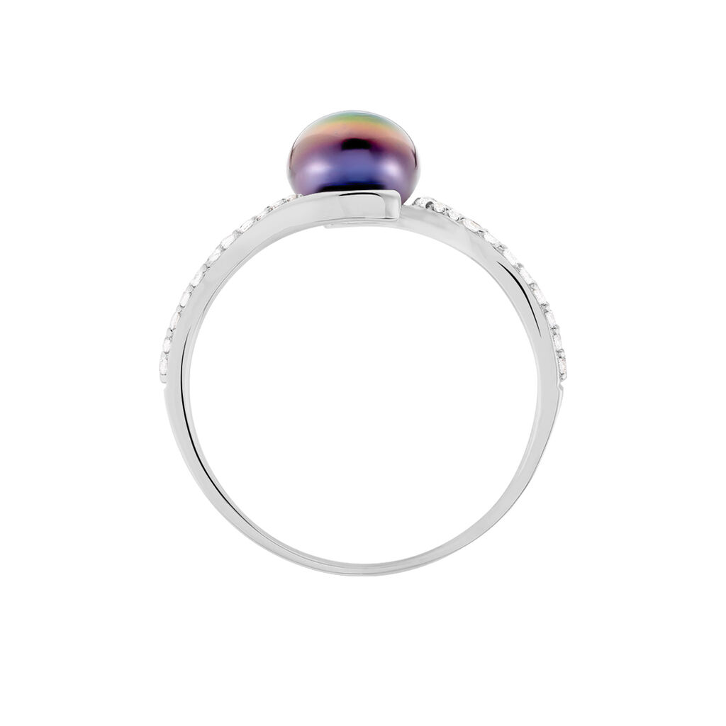 Bague Anais Or Blanc Perle De Culture Et Oxyde De Zirconium - Bagues solitaires Femme | Histoire d’Or