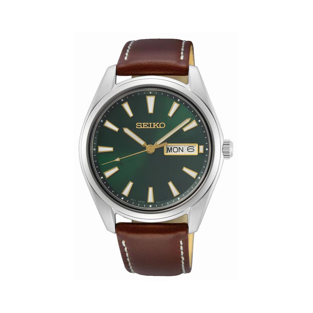 Montre Seiko Classique Vert Fonc&eacute; - F&ecirc;te des p&egrave;res Homme | Histoire d&rsquo;Or
