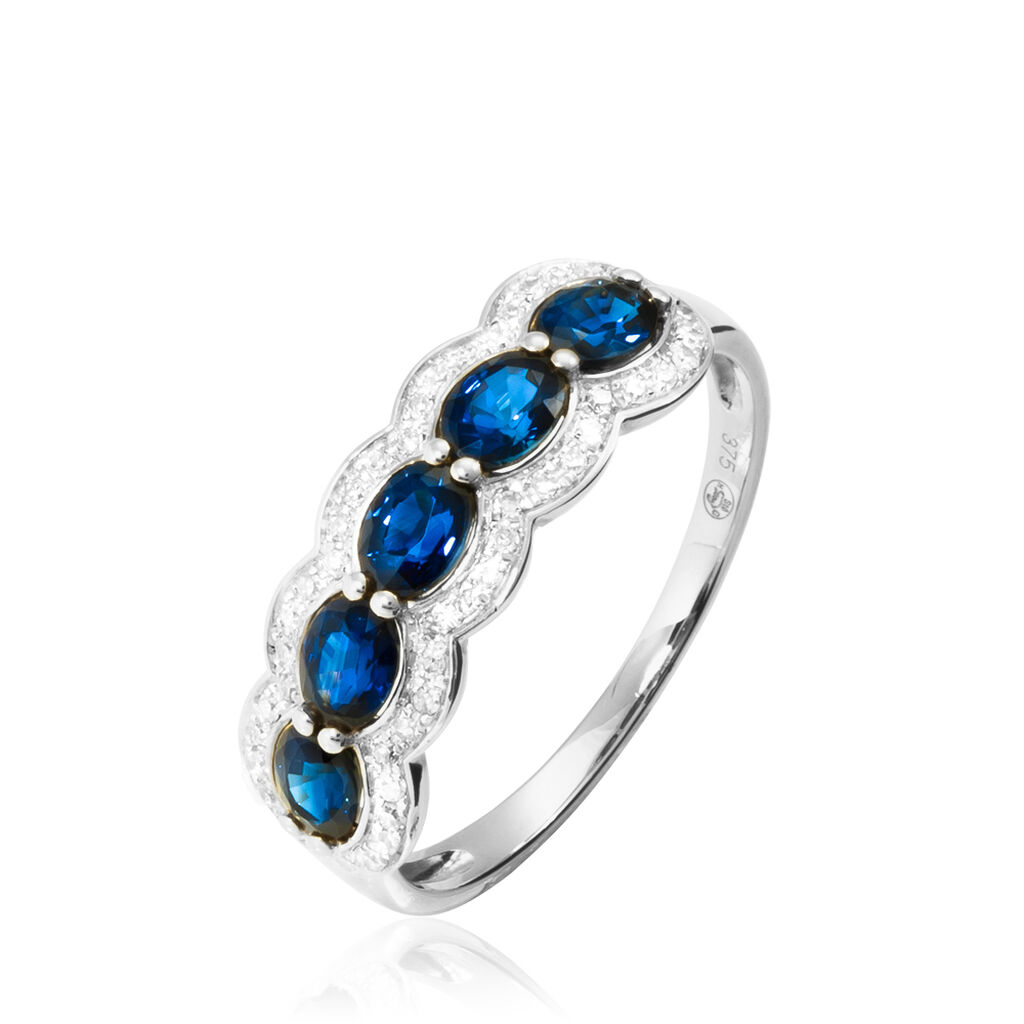 Bague Margaux Or Blanc Saphir Et Diamant - Bagues avec pierre Femme | Histoire d’Or