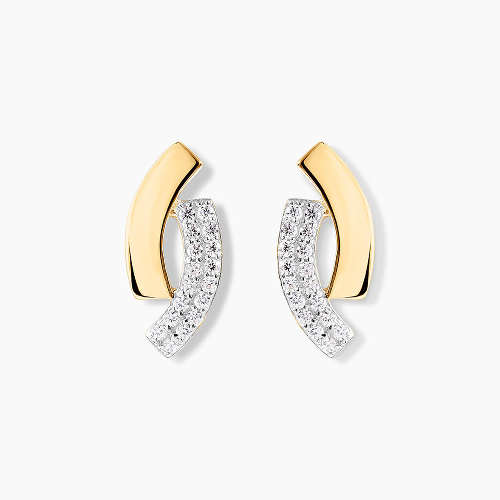 Boucles D'oreilles Puces Vero Or Jaune Oxyde De Zirconium - Clous d'oreilles Femme | Histoire d&rsquo;Or