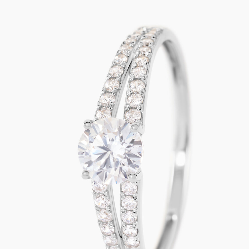 Bague Fina Or Blanc Oxyde De Zirconium - Bagues solitaires Femme | Histoire d’Or